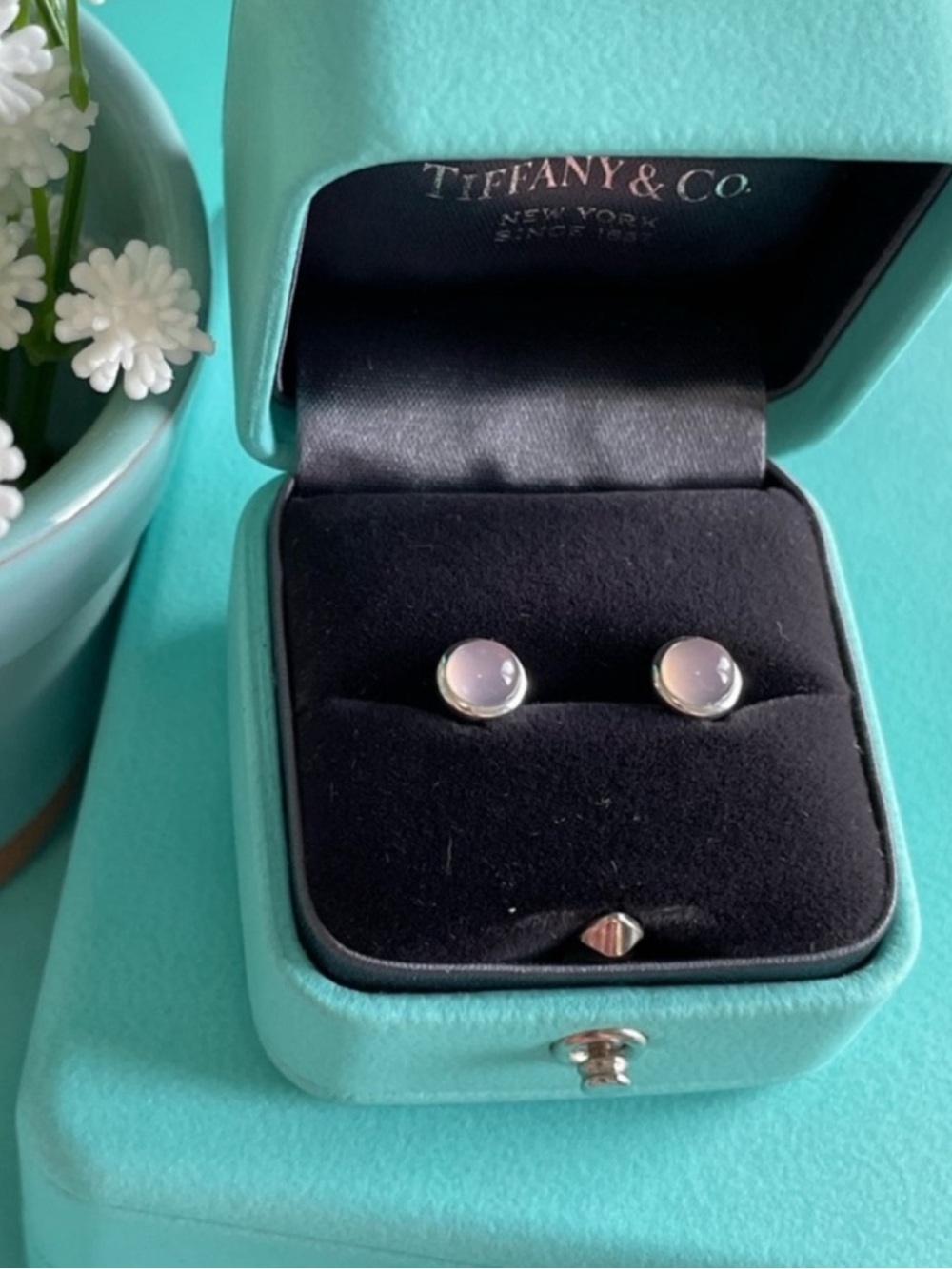 Tiffany & Co. Women’s Silver Lavender Chalcedony Stud Earrings